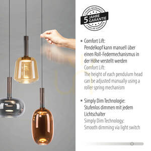 IRIDES 2679-70 Viacfarebné závesné svietidlo s 3 LED diódami small 4