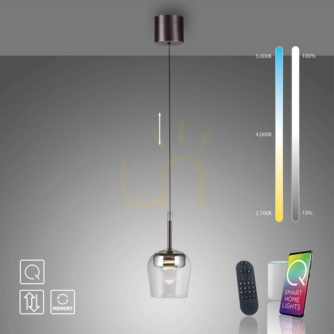 Šou Q-KON 2741-21 Strieborné závesné svietidlo s 1 LED žiarovkou Q-KON 2741-21 Strieborné závesné svietidlo s 1 LED žiarovkou