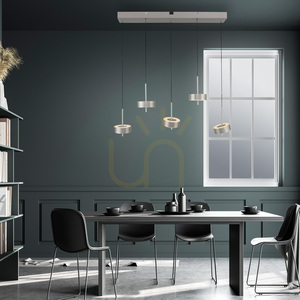 Q-ROTATE 2249-95 Strieborné závesné svietidlo s 5 LED diódami small 2
