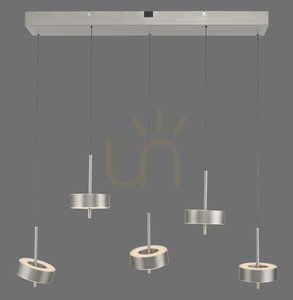 Q-ROTATE 2249-95 Strieborné závesné svietidlo s 5 LED diódami small 0