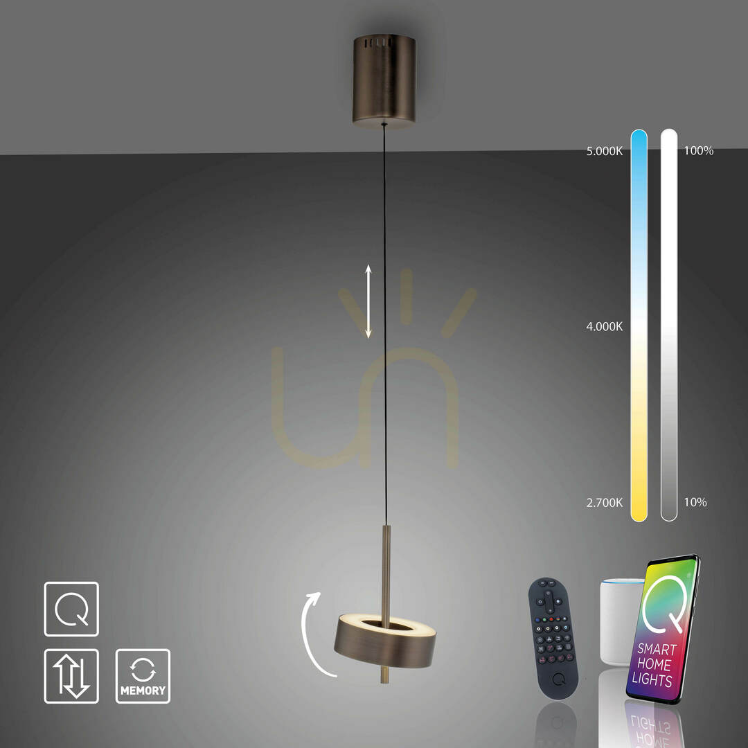 Skontrolujte Q-ROTATE 2247-34 Hnedé závesné svietidlo s 1 LED žiarovkou Q-ROTATE 2247-34 Hnedé závesné svietidlo s 1 LED žiarovkou