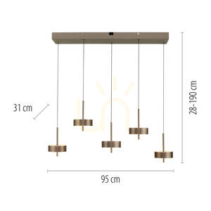 Q-ROTATE 2249-34 Hnedé závesné svietidlo s 5 LED diódami small 8