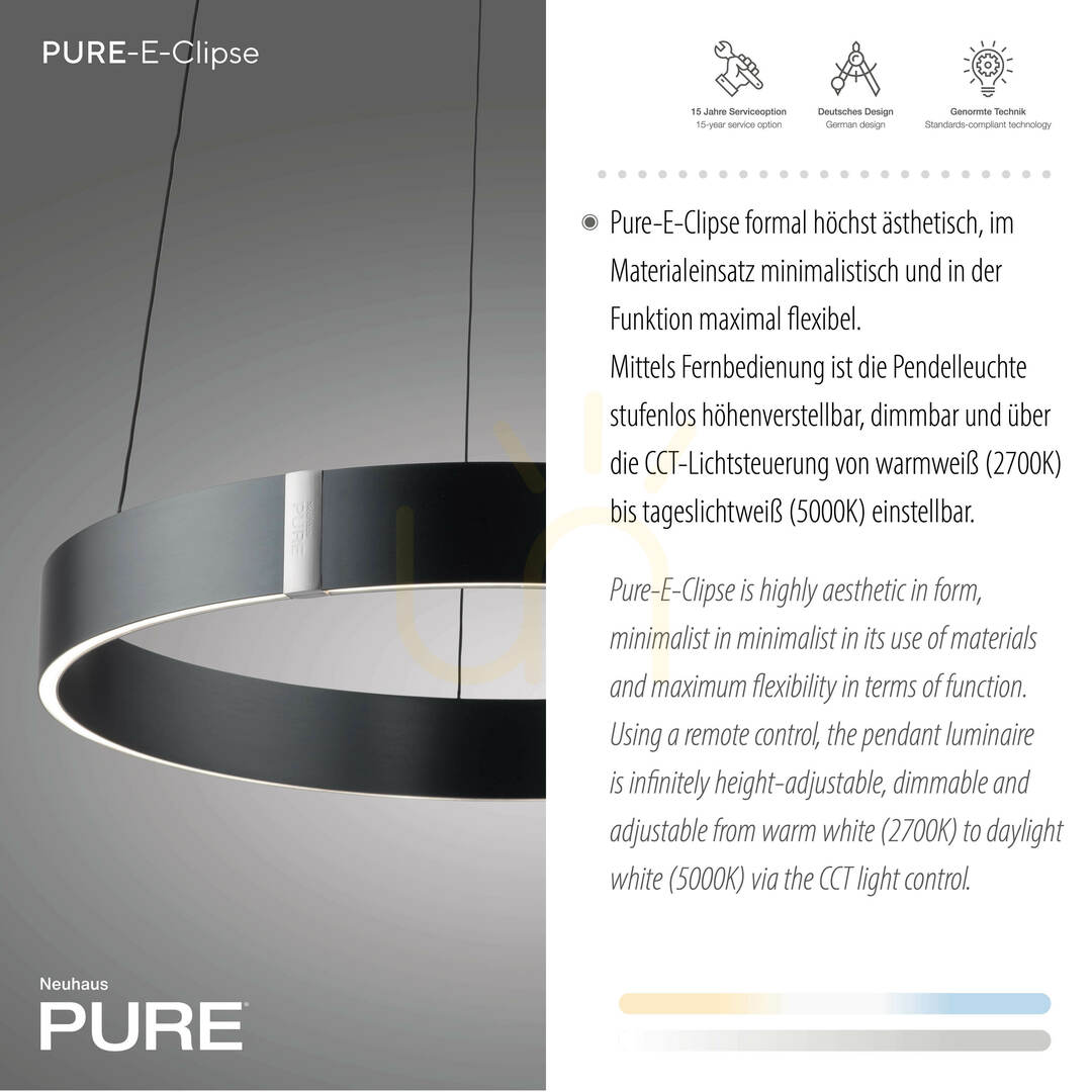 Displej PURE E-CLIPSE 2560-15 Šedé závesné svietidlo s 2 LED diódami PURE E-CLIPSE 2560-15 Šedé závesné svietidlo s 2 LED diódami