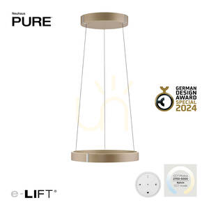 Závesné svietidlo Paul Neuhaus PURE E-Clipse 2560-97, bronzové, elektrické nastavenie výšky e-LIFT small 1