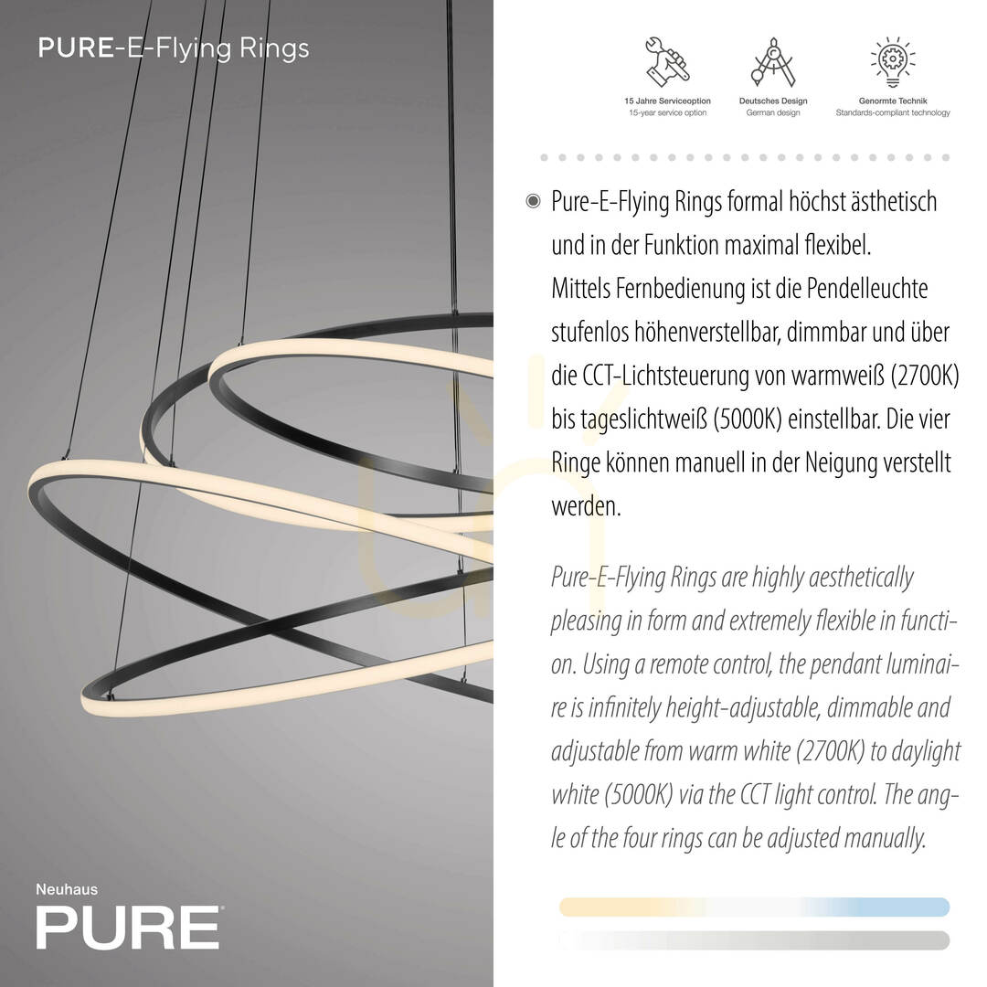 Displej PURE E-FLYING RINGS 2566-15 Šedé závesné svietidlo s 1xLED PURE E-FLYING RINGS 2566-15 Šedé závesné svietidlo s 1xLED