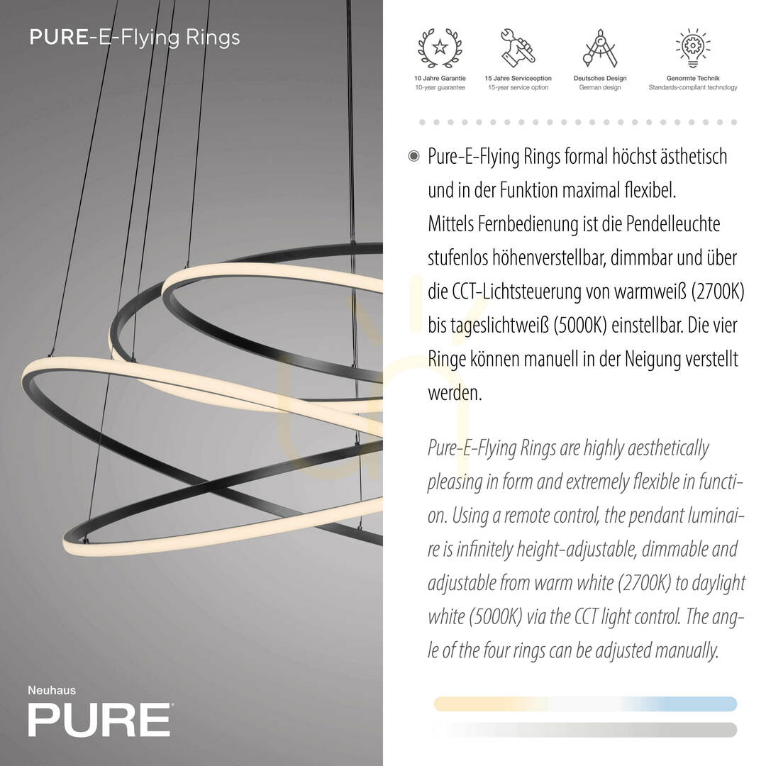 Šou PURE E-FLYING RINGS 2566-15 Šedé závesné svietidlo s 1xLED PURE E-FLYING RINGS 2566-15 Šedé závesné svietidlo s 1xLED