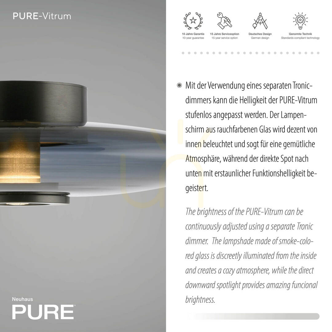 Šou Stropné svietidlo PURE VITRUM 6083-15, sivé, 2xLED Stropné svietidlo PURE VITRUM 6083-15, sivé, 2xLED