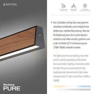 Paul Neuhaus PURE E-Motion 2570-79 čierne závesné svietidlo s 2 LED žiarovkami, s elektrickým nastavením výšky small 3