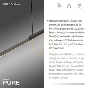 PURE SURFACE 2301-15 Šedé závesné svietidlo s 1xLED small 3
