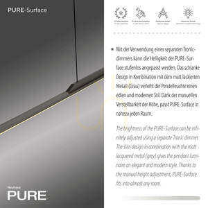 PURE SURFACE 2301-15 Šedé závesné svietidlo s 1xLED small 4