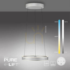 PURE E-LOOP 2550-95 Strieborné závesné svietidlo s 2 LED diódami small 11