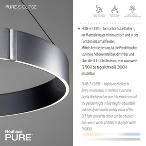 PURE E-CLIPSE 2561-15 Šedé závesné svietidlo s 2 LED diódami small 3
