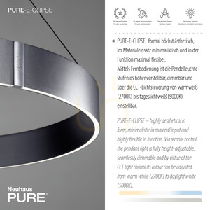 PURE E-CLIPSE 2561-15 Šedé závesné svietidlo s 2 LED diódami small 4