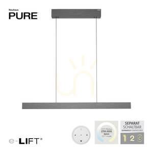 PURE E-MOTION 2570-15 Šedé závesné svietidlo s 2 LED žiarovkami small 1