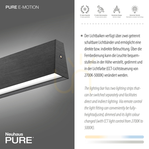 PURE E-MOTION 2570-15 Šedé závesné svietidlo s 2 LED žiarovkami small 4