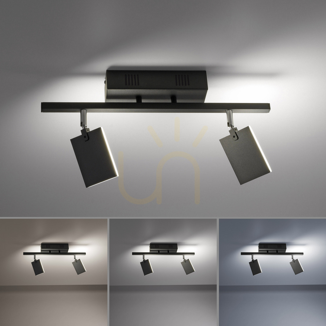 Šou PURE-MIRA 6354-18 Čierne stropné svietidlo s 2 LED diódami PURE-MIRA 6354-18 Čierne stropné svietidlo s 2 LED diódami