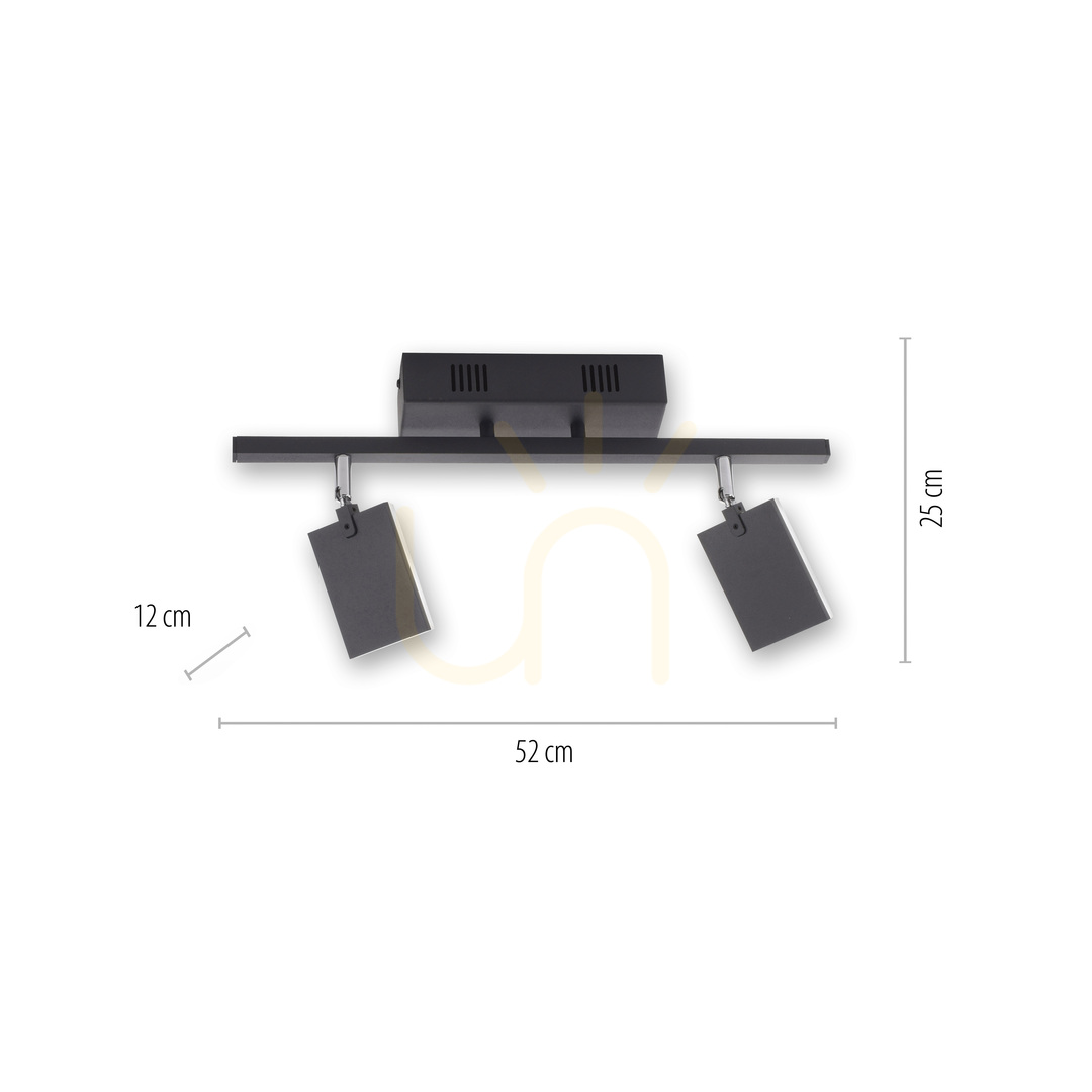 Náhľad PURE-MIRA 6354-18 Čierne stropné svietidlo s 2 LED diódami PURE-MIRA 6354-18 Čierne stropné svietidlo s 2 LED diódami