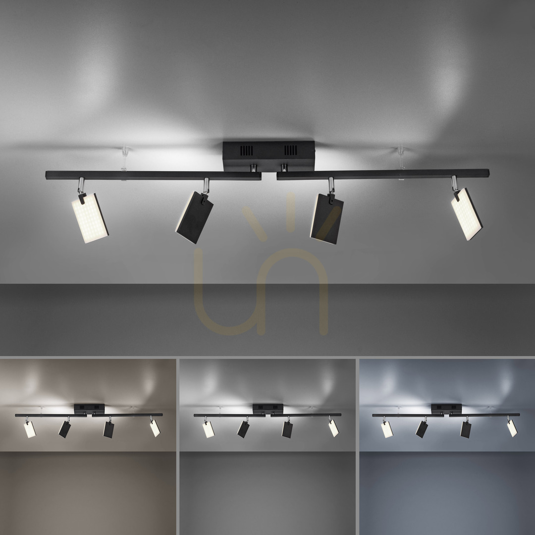 Šou PURE-MIRA 6356-18 Čierne stropné svietidlo so 4 LED diódami PURE-MIRA 6356-18 Čierne stropné svietidlo so 4 LED diódami