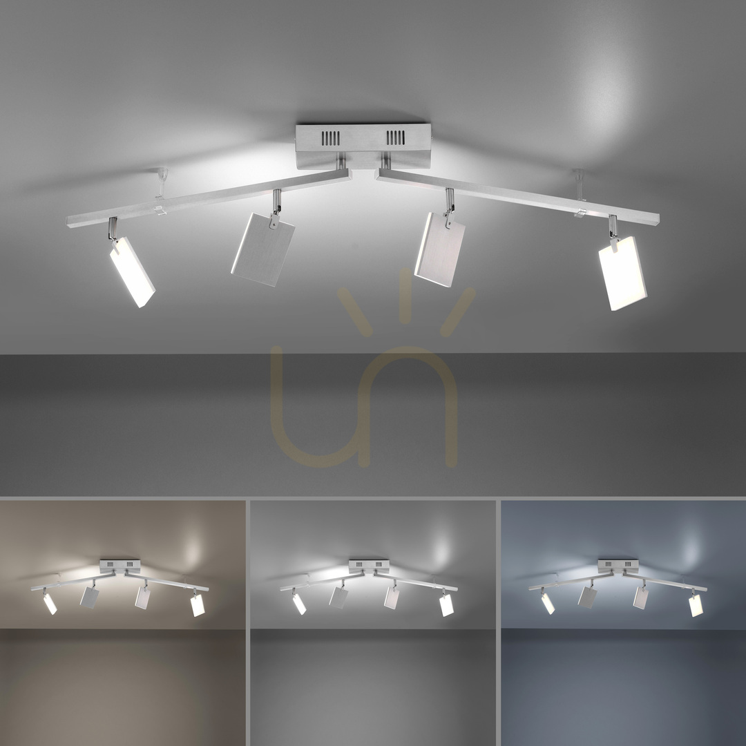 Šou PURE-MIRA 6356-95 Strieborné stropné svietidlo so 4 LED diódami PURE-MIRA 6356-95 Strieborné stropné svietidlo so 4 LED diódami