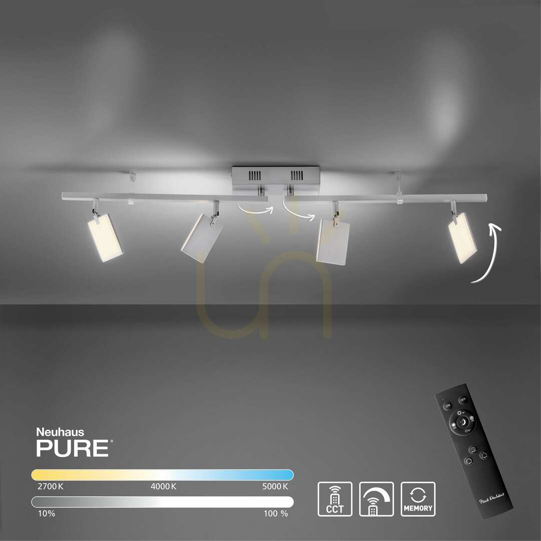 Šou PURE-MIRA 6356-95 Strieborné stropné svietidlo so 4 LED diódami PURE-MIRA 6356-95 Strieborné stropné svietidlo so 4 LED diódami