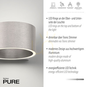 PURE CLIPSE 8561-95 Strieborná nástenná svietidlo s 2 LED diódami small 3