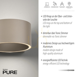 PURE CLIPSE 8561-97 Hnedá nástenná svietidlo s 2 LED diódami small 3