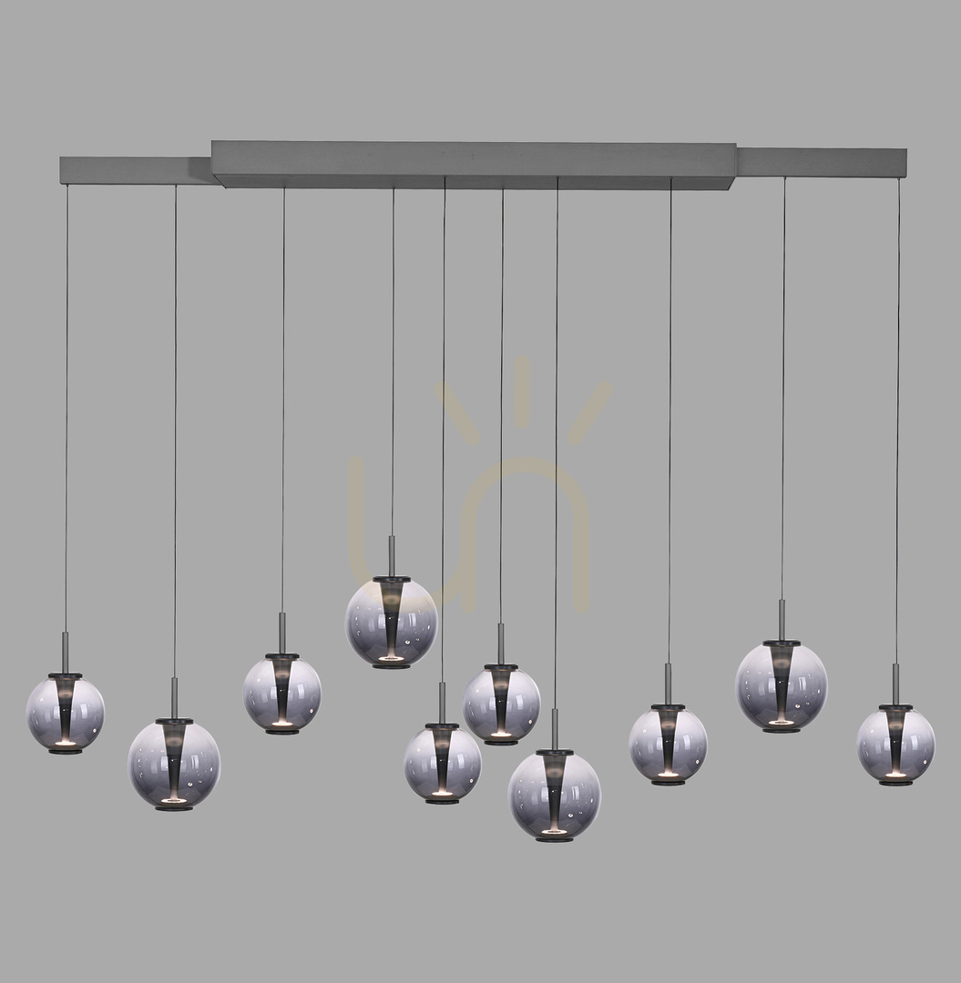 PURE E-INFINITY 2221-15 Šedé závesné svietidlo s 10 LED diódami