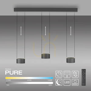 PURE CLIPSE 2473-15 Šedé závesné svietidlo s 6 LED diódami small 1