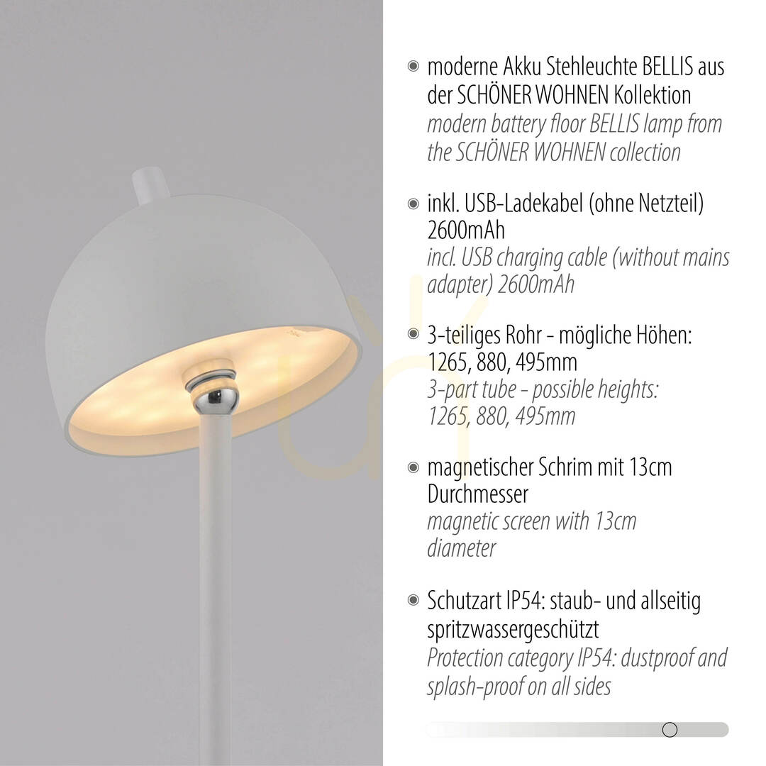 Skontrolujte BELLIS 19245-16 Stojaca lampa, biela, 1xLED BELLIS 19245-16 Stojaca lampa, biela, 1xLED