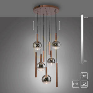BOWL 2287-23 Hnedé závesné svietidlo s 9 LED diódami small 1