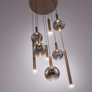 BOWL 2287-23 Hnedé závesné svietidlo s 9 LED diódami small 4
