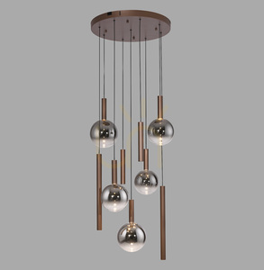 BOWL 2287-23 Hnedé závesné svietidlo s 9 LED diódami small 0