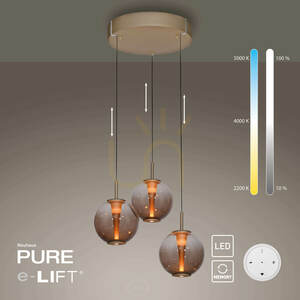 PURE E-Infinity 2222-97 Hnedé závesné svietidlo s 3 LED diódami small 1