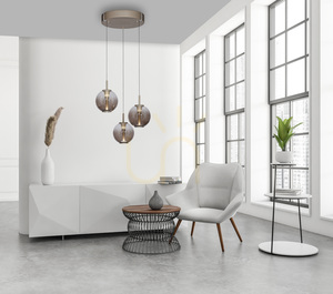PURE E-Infinity 2222-97 Hnedé závesné svietidlo s 3 LED diódami small 3