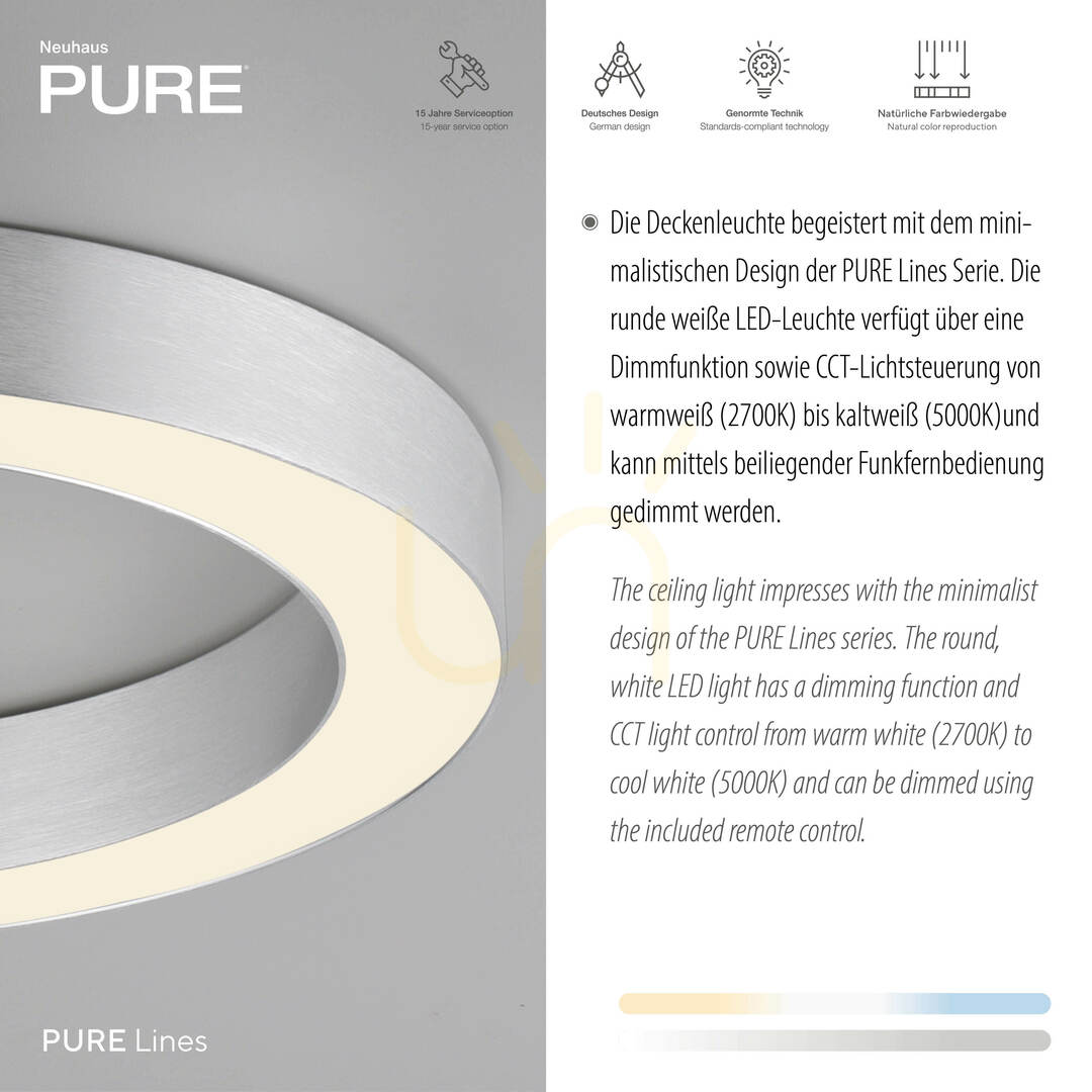 Displej Stropné svietidlo PURE LINES ROUND 6310-95, strieborné, 1xLED Stropné svietidlo PURE LINES ROUND 6310-95, strieborné, 1xLED