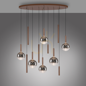 Závesné svietidlo BOWL 2288-23, hnedé, 12xLED small 3
