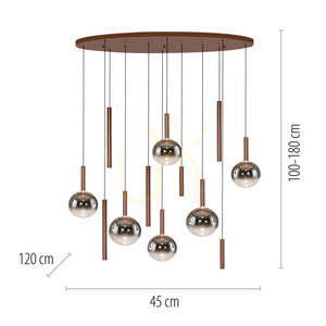 Závesné svietidlo BOWL 2288-23, hnedé, 12xLED small 7