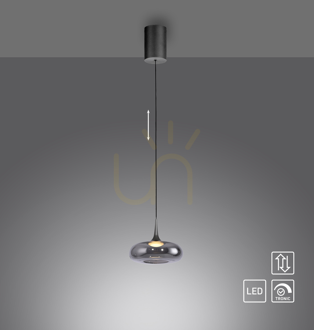 vyhliadka POSH 15692-15 Šedé závesné svietidlo s 1 LED žiarovkou POSH 15692-15 Šedé závesné svietidlo s 1 LED žiarovkou