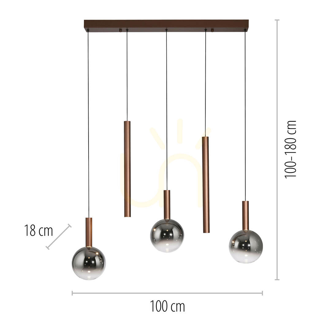 Displej BOWL 2286-23 Hnedé závesné svietidlo s 5 LED diódami BOWL 2286-23 Hnedé závesné svietidlo s 5 LED diódami