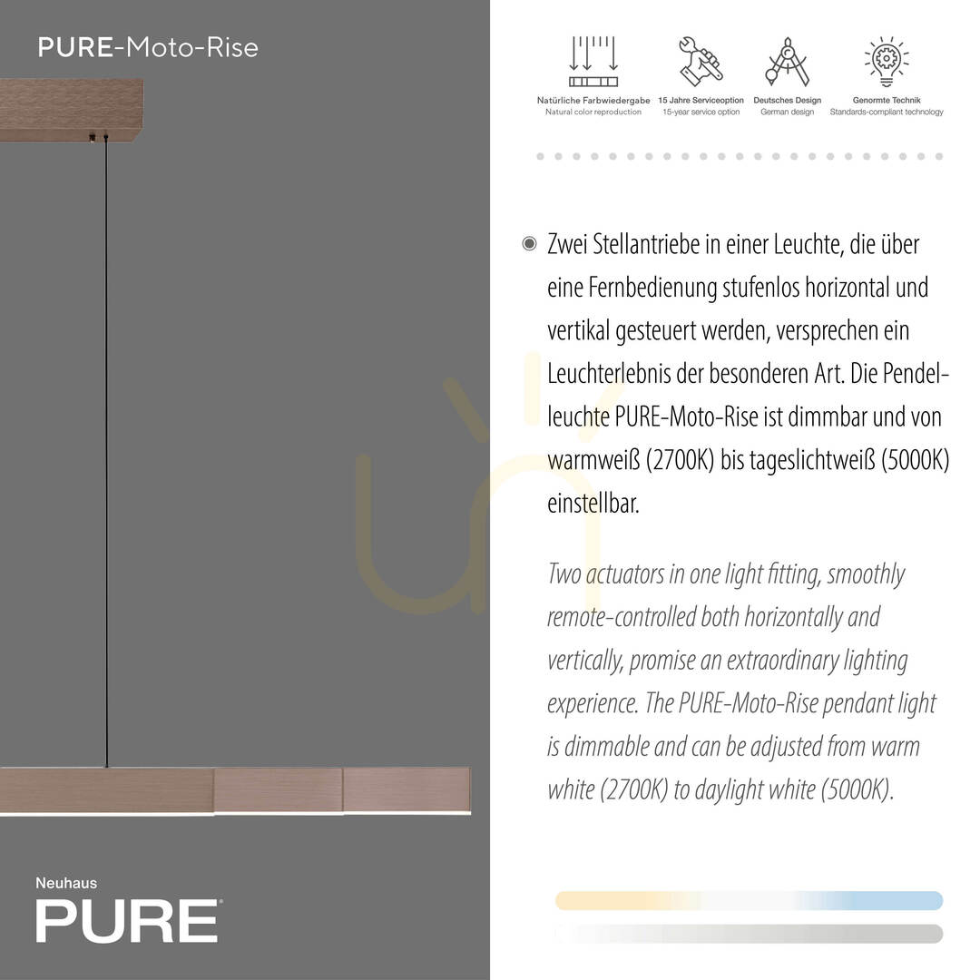 Náhľad PURE MOTO-RISE 2545-34 Hnedé závesné svietidlo s 3 LED diódami PURE MOTO-RISE 2545-34 Hnedé závesné svietidlo s 3 LED diódami