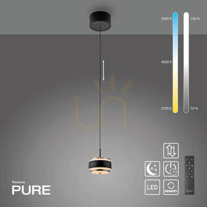 PURE FALLING RINGS 2503-18 Čierne závesné svietidlo s 1xLED small 1