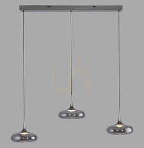 POSH 15693-15 Šedé závesné svietidlo s 3 LED diódami small 0