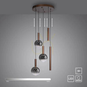BOWL 2285-23 Hnedé závesné svietidlo s 5 LED diódami small 1