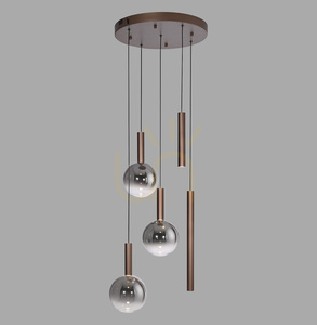 BOWL 2285-23 Hnedé závesné svietidlo s 5 LED diódami small 0