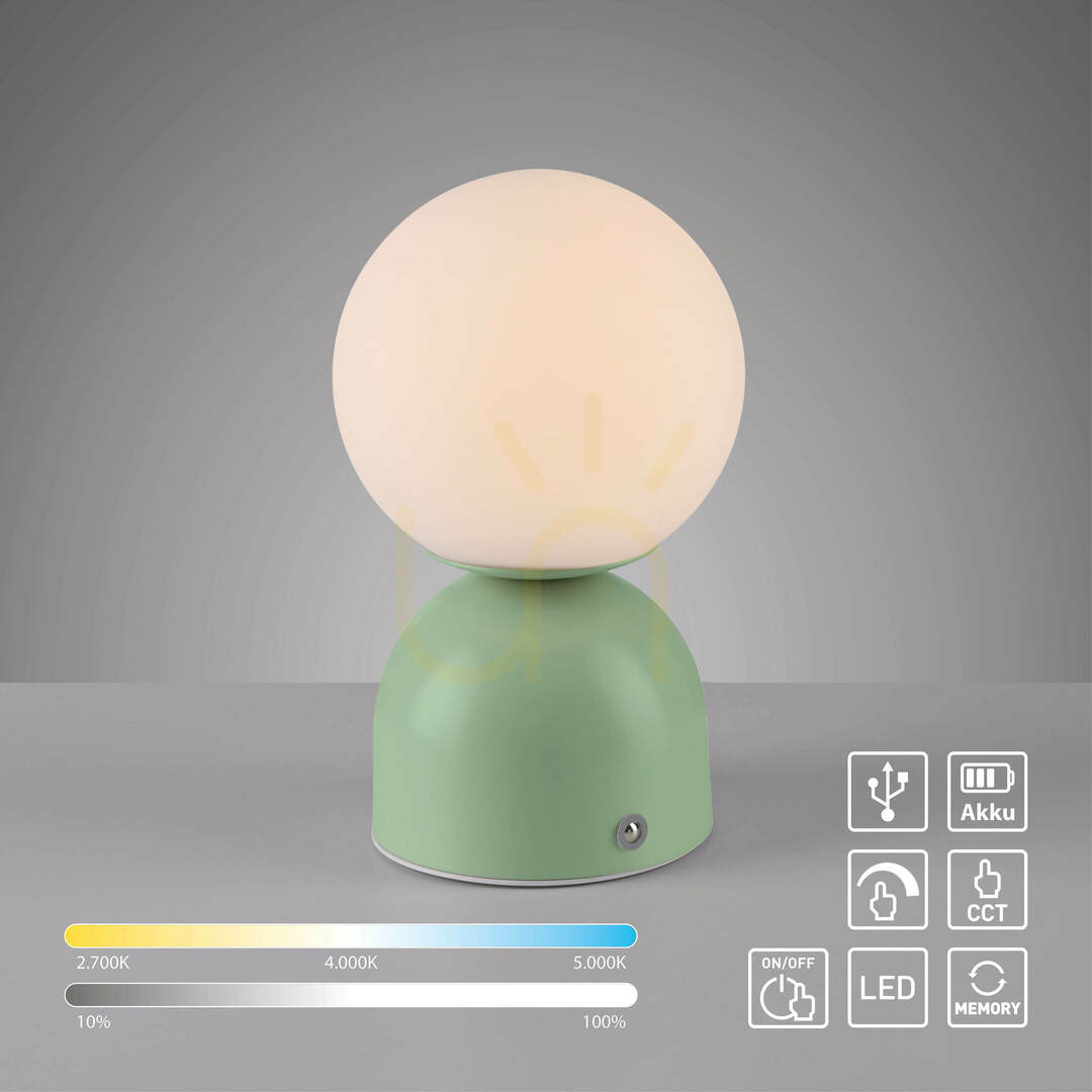 Displej RUDI 19218-43 Zelená stolná lampa s 1 LED RUDI 19218-43 Zelená stolná lampa s 1 LED