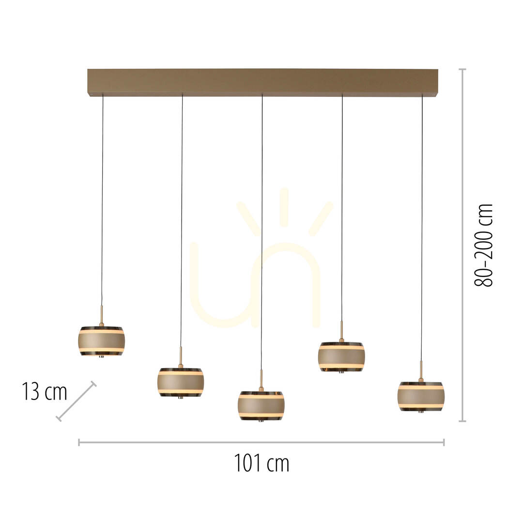 Náhľad PURE FALLING RINGS 2504-97 Hnedé závesné svietidlo s 5 LED diódami PURE FALLING RINGS 2504-97 Hnedé závesné svietidlo s 5 LED diódami