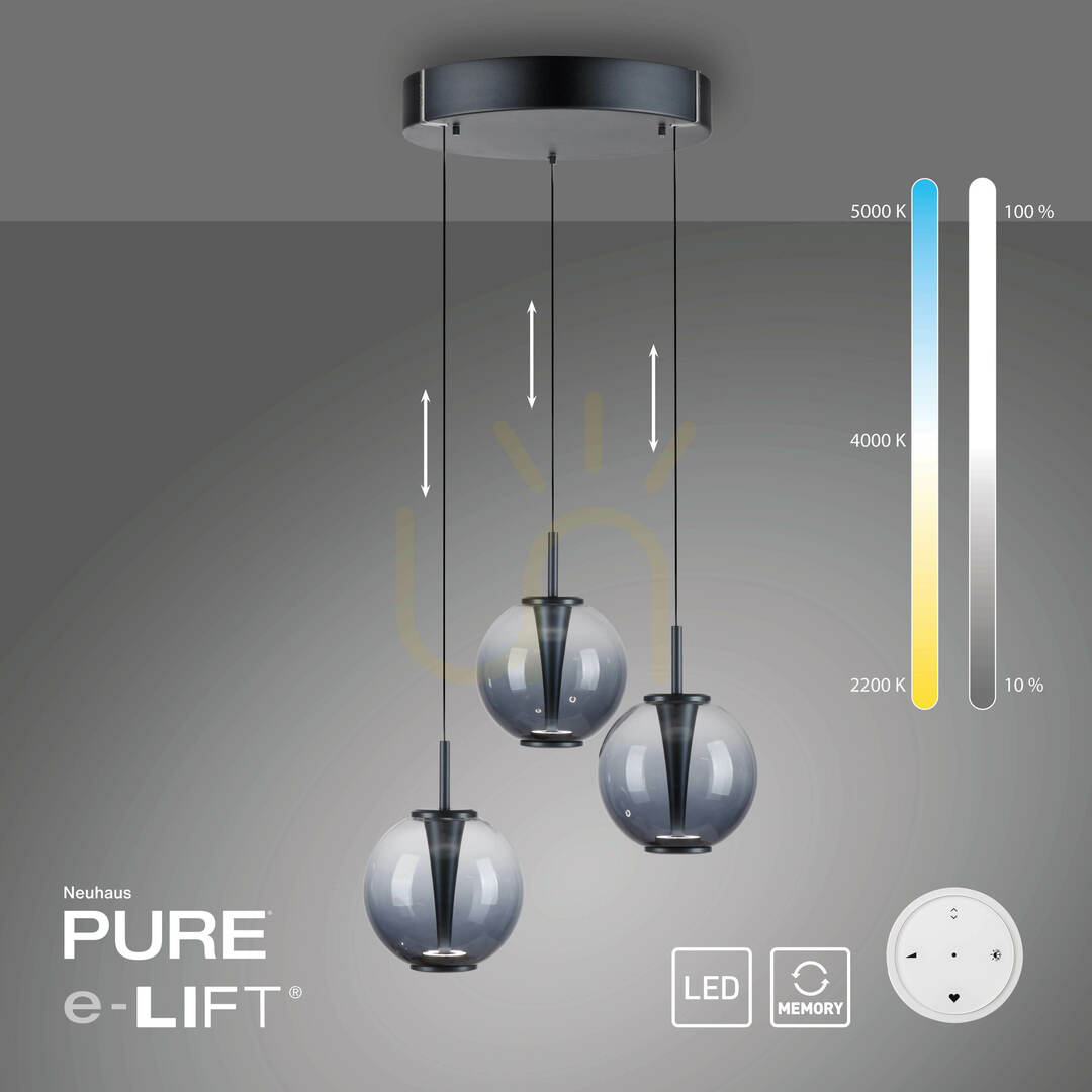 vyhliadka Závesné svietidlo PURE E-Infinity 2222-15, šedé, 3xLED Závesné svietidlo PURE E-Infinity 2222-15, šedé, 3xLED