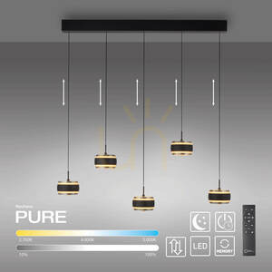 PURE FALLING RINGS 2504-18 Čierne závesné svietidlo s 5 LED diódami small 1