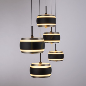 PURE FALLING RINGS 2504-18 Čierne závesné svietidlo s 5 LED diódami small 5