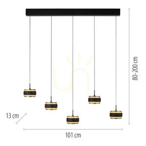 PURE FALLING RINGS 2504-18 Čierne závesné svietidlo s 5 LED diódami small 7